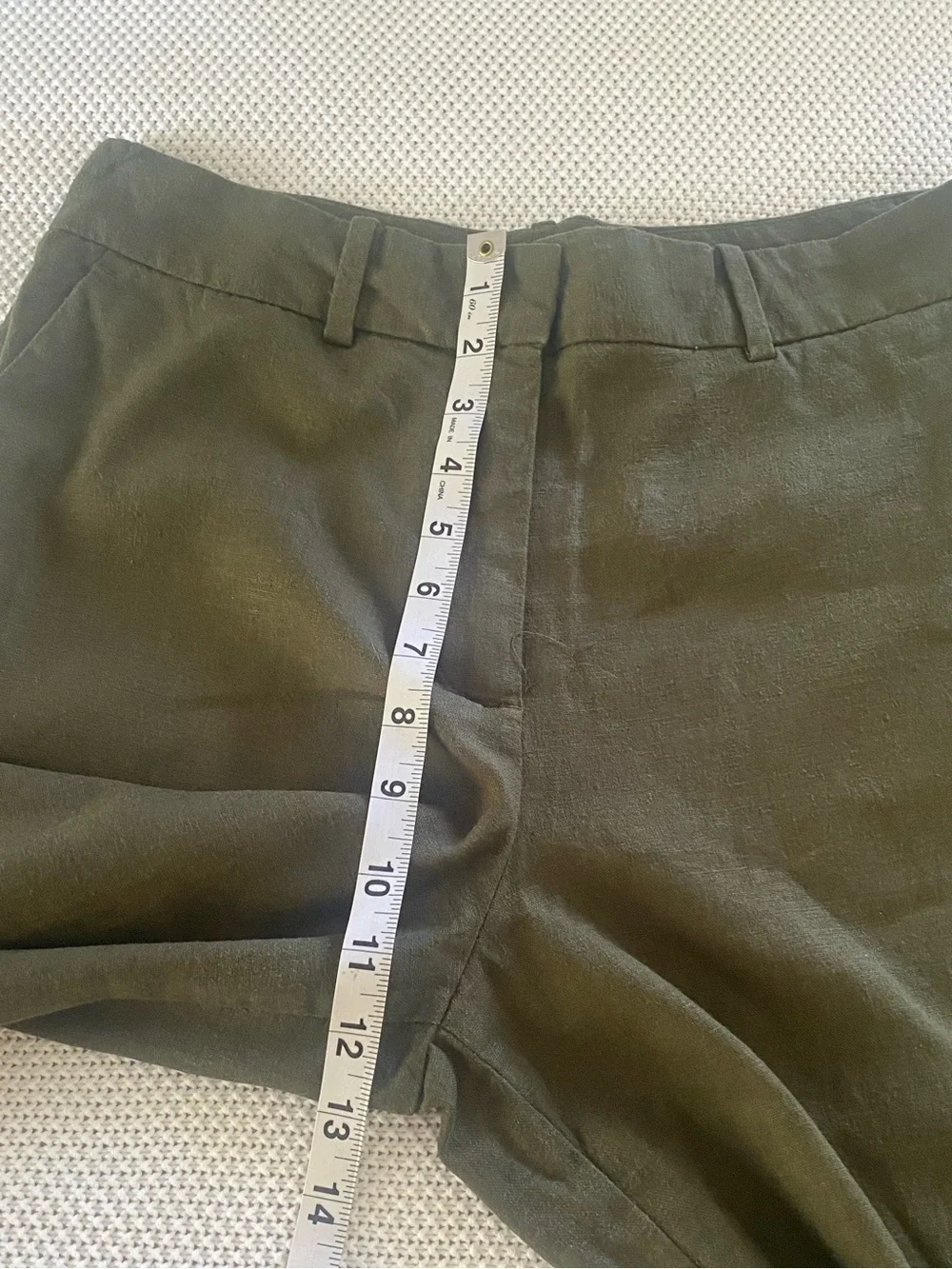 Zara Olive Linen Blend Wide Leg Capri Pants Medium